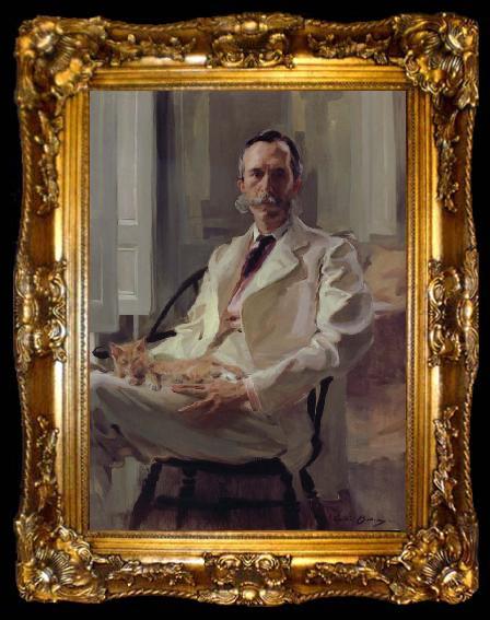 framed  Cecilia Beaux Man with the Cat, ta009-2